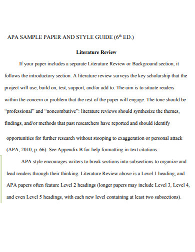 APA 6th Edition Literature Review