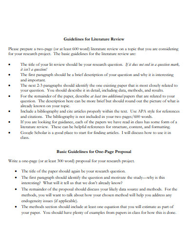 APA Literature Review Guidelines