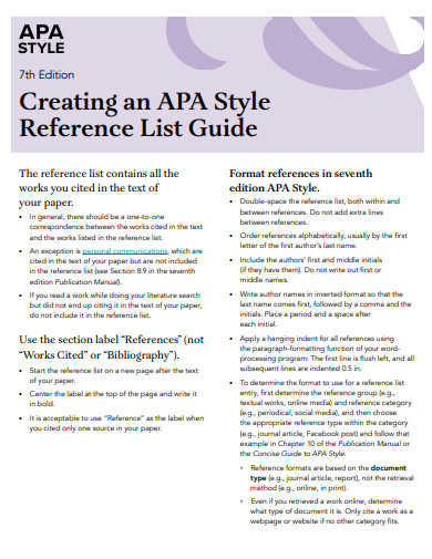 apa style reference list guide