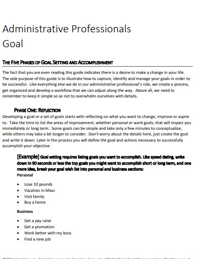 administrative assistant smart goals
