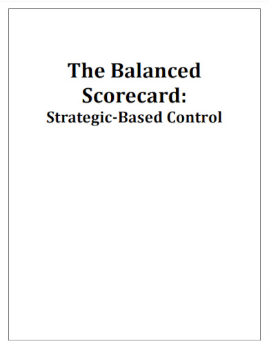 balanced scorecard strategic based control
