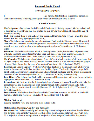 baptist church statement of faith 