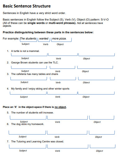 28+ Sentence Structure Example in PDF | Examples