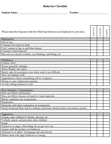 behavioral checklist
