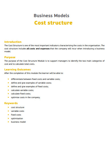 business model cost structure