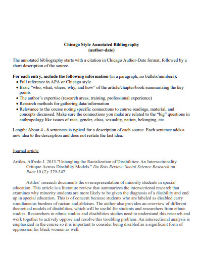 chicago citation annotated bibliography