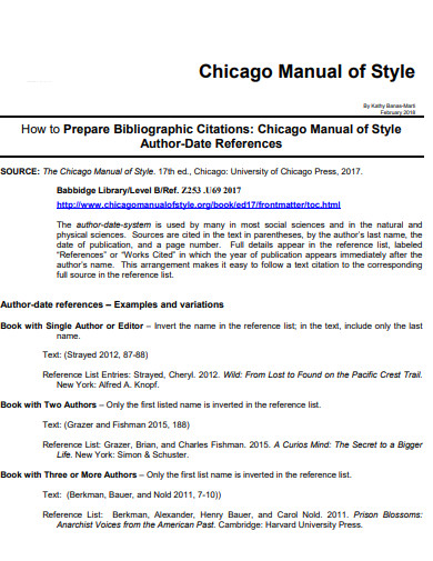 chicago style author date bibliography