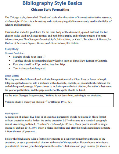 Chicago Style formatting Bibliography