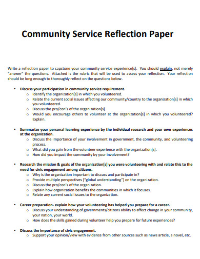 community service reflection paper