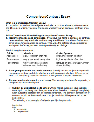 comparison and contrast essay rough draft