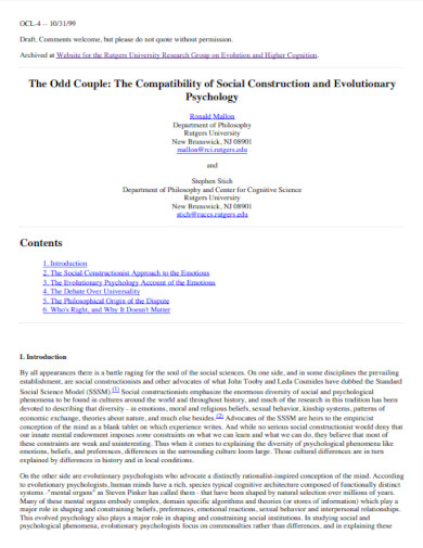compatibility of social construction and evolutionary psychology