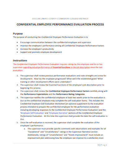confidential employee performance evaluation process