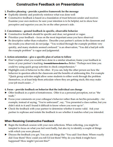 constructive essay feedback examples