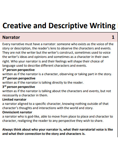 creative descriptive writing