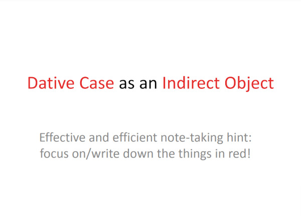 dative case as an indirect object example