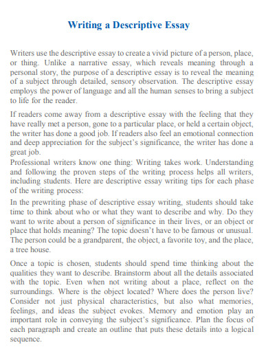 descriptive essay writing
