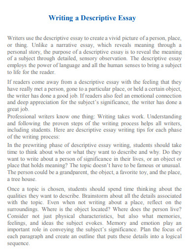 Descriptive Writing - 29+ Examples, Format, Pdf | Examples