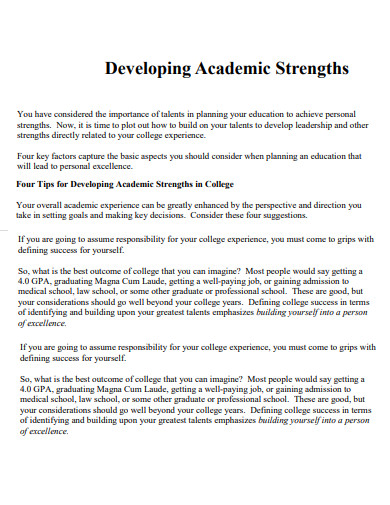 developing academic strengths