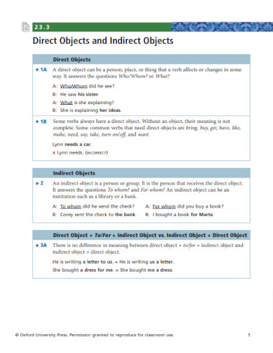 direct objects and indirect objects