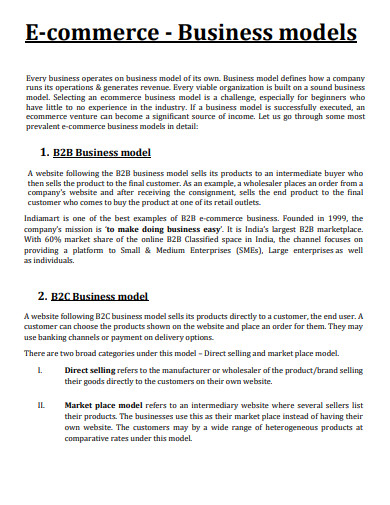ecommerce business model