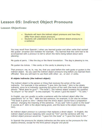 editable indirect object pronouns