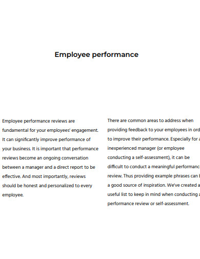 Employee Evaluation Performance