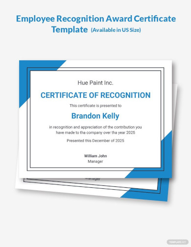 employee recognition award certificate template