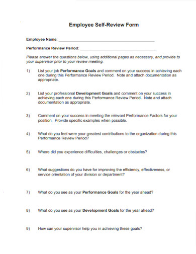 employee self review form example