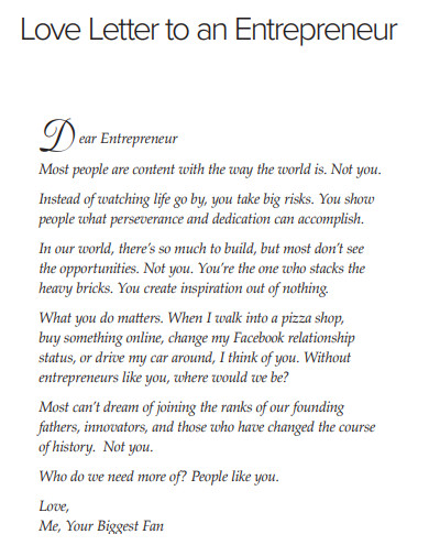 entrepreneur love letter