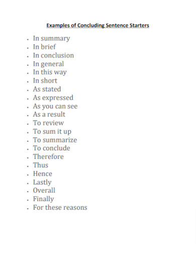 good essay conclusion sentence starters