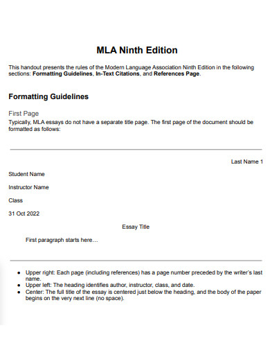 formatting guidelines mla 9th edition