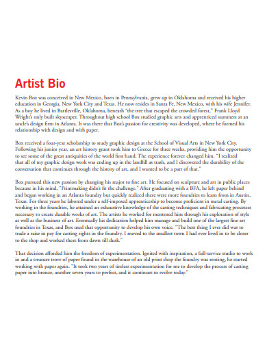 29+ Artist Bio Examples in Google Docs, Word, PDF, Apple Pages | Examples