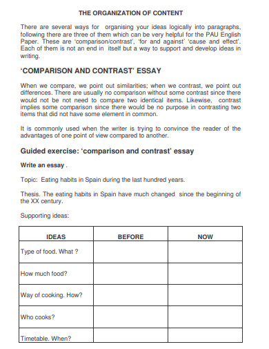 general comparison and contrast essay