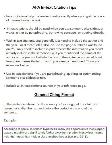 General In Text Citation