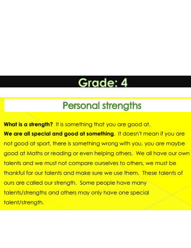 grade 4 personal strengths