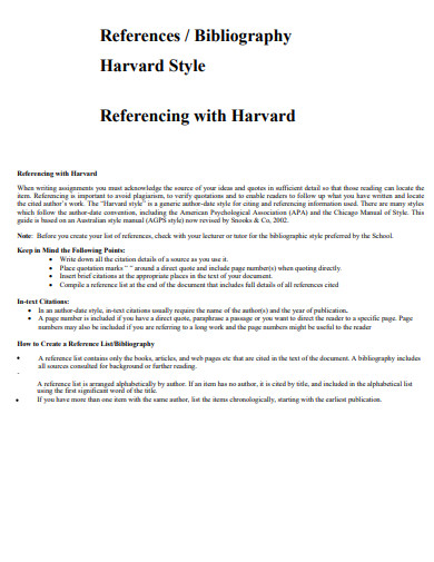 Harvard Bibliography Reference Style 