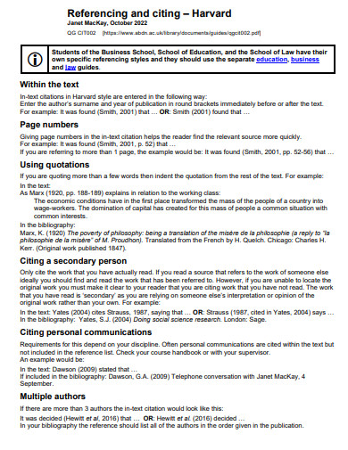 Harvard Reference Style in PDF