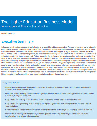 higher education business model