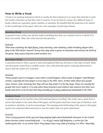 28+ Good Hook Examples - PDF, DOCS | Examples