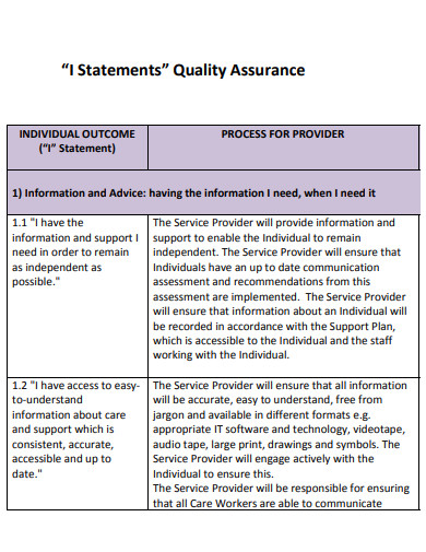 i statements quality assurance