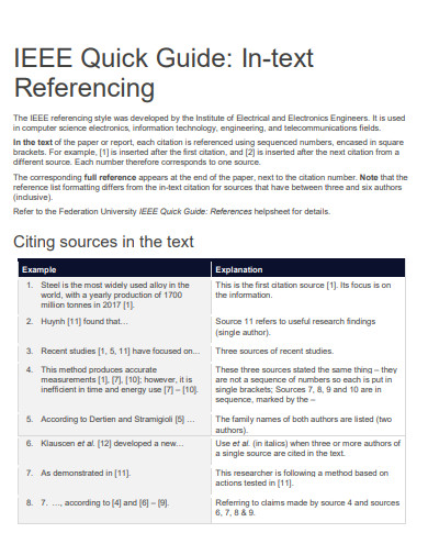 IEEE Citation In text Referencing