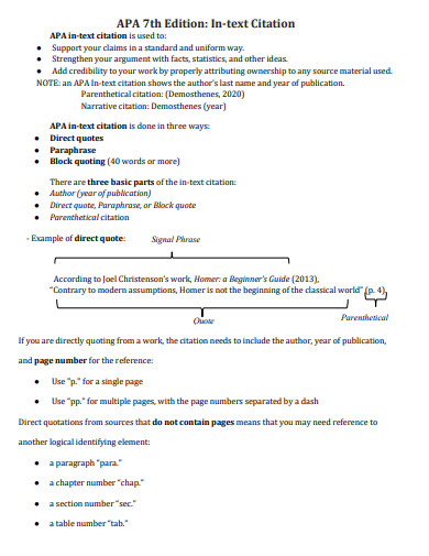 In Text Citation 7th Edition