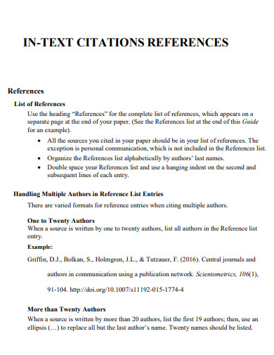 In Text Citation Reference