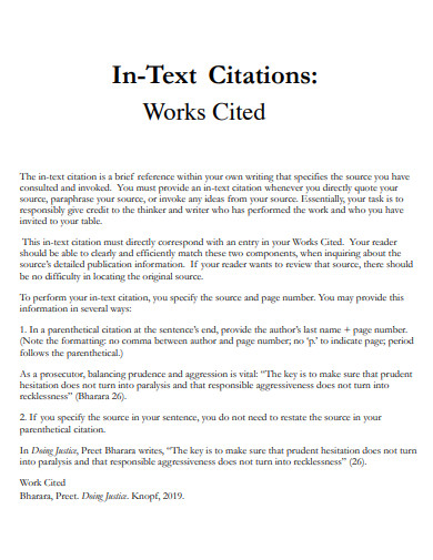 in text citation works cited