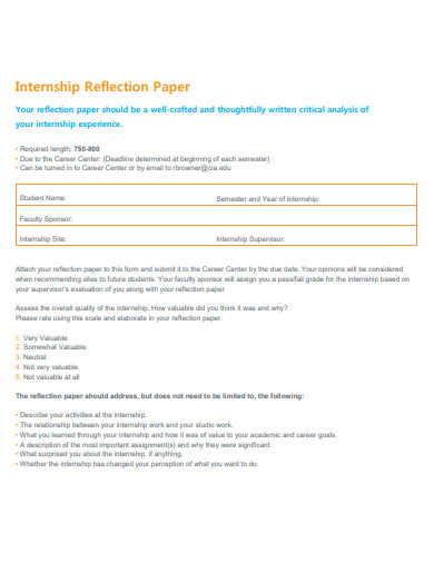 internship reflection paper