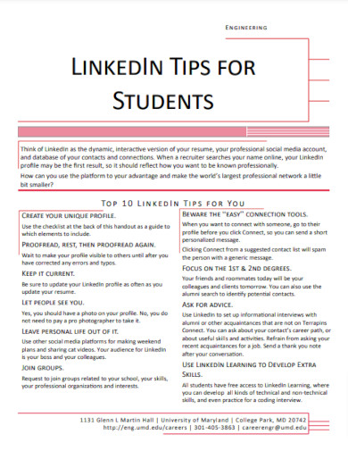 linkedin tips for students templates