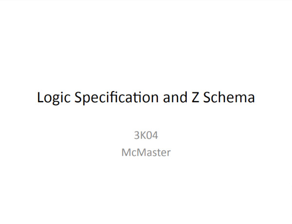 logic and specification and z schema