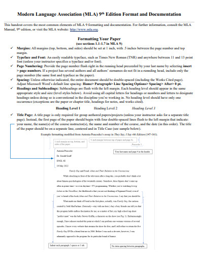 MLA 9 Edition Format and Documentation