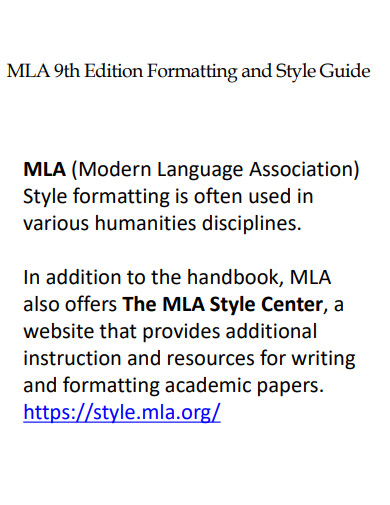 mla 9th edition formatting and style guide