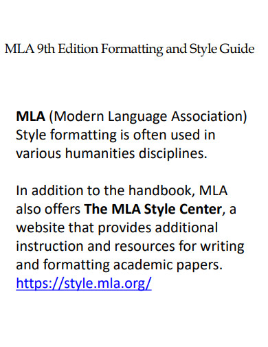 MLA 9th Edition Formatting and Style Guide